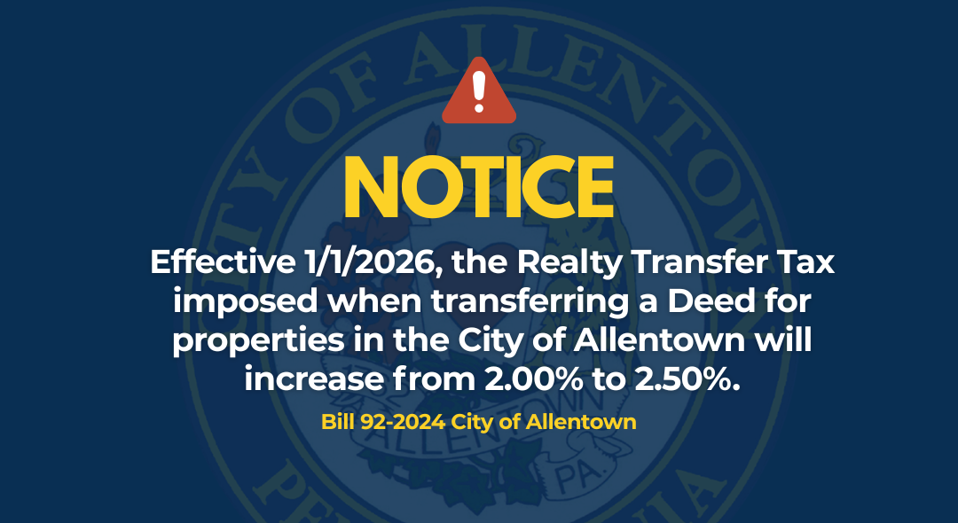 Realty Transfer Tax Increase To Go Into Effect January 1, 2026