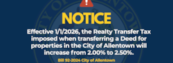 Realty Transfer Tax Increase To Go Into Effect January 1, 2026